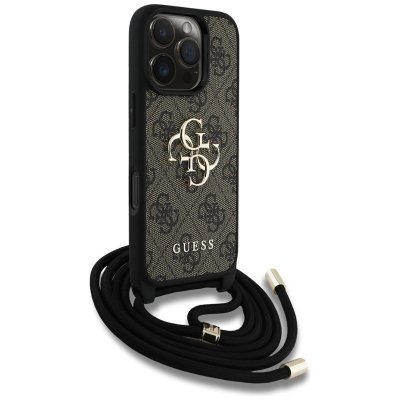 Guess 4G Big Logo Cord Strap Crossbody - Etui do iPhone 16 Pro (brązowy)