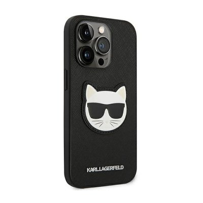 Karl Lagerfeld Saffiano Choupette Head Patch Case - Etui iPhone 14 Pro Max (czarny)