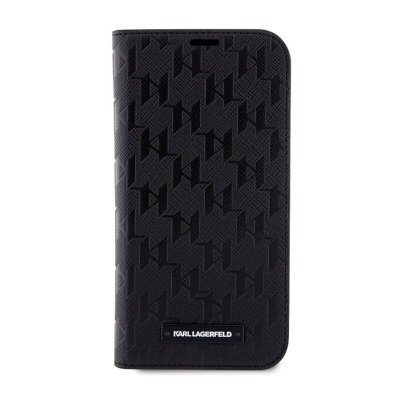 Karl Lagerfeld Booktype Saffiano Monogram - Etui iPhone 14 Pro (Czarny)