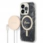 Guess Bundle Pack MagSafe IML Marble - Zestaw etui + ładowarka MagSafe iPhone 14 Pro (czarny/złoty) 