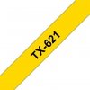 Taśma Brother TX-621. czarny druk/żółty podkład. laminowane. 8m. 9mm TX621