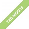 Taśma Brother TZEMQG35. biały druk/zielony podkład. 12mmmm TZEMQG35