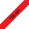 Taśma Brother TZE-421, czarny druk/czerwony podkład, laminowane, 8m, 9mm
