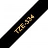 Taśma Brother TZE-334, złoty druk/czarny podkład, laminowane, 8m, 12mm
