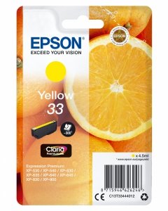 Tusz EPSON C13T33444012, T33, yellow, 4,5ml, Epson Expression Home a Premium XP-530,630,635,830