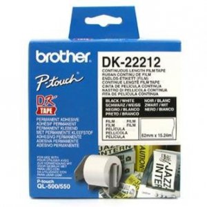 Brother rolka folii 62mm x 15.24m. biała. 1 szt.. DK22212. do drukowania etykiet DK22212