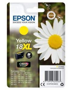 Tusz EPSON C13T18144012, T181440, 18XL, yellow, 6,6ml, Epson Expression Home XP-102, XP-402, XP-405, XP-302