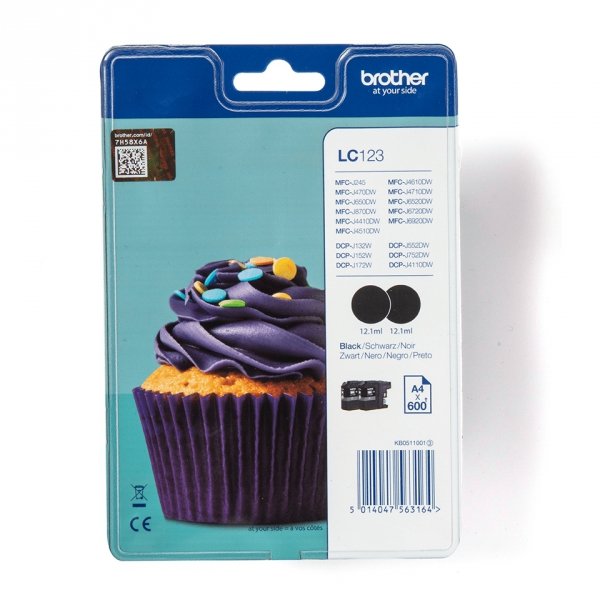 Tusz Brother LC-123BK. black. 2x600s. Brother MFC-J4510 DW LC123BKBP2