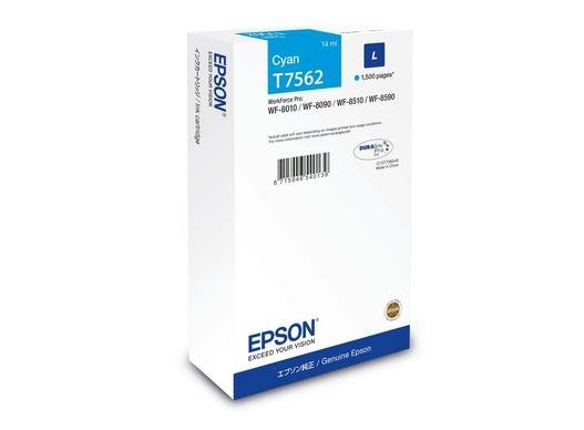 Tusz EPSON C13T75624N, T7562, L, cyan, 1500s, 14ml, 1szt