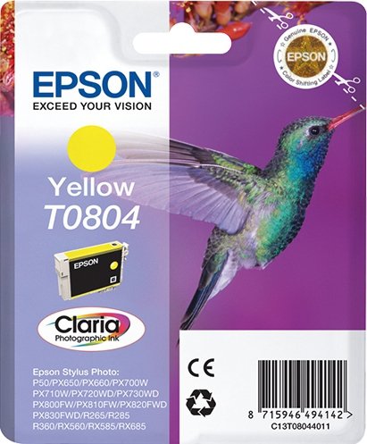 Tusz EPSON C13T08044011. yellow. 7.4ml. Epson Stylus Photo PX700W. 800FW. R265. 285. 360. RX560 C13T08044011