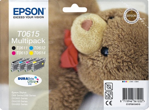 Tusz EPSON C13T061540, uszkodzone opakowanie typ B, CMYK, 250s, 4x8ml, Epson Stylus D68PE, 88DX, 3850