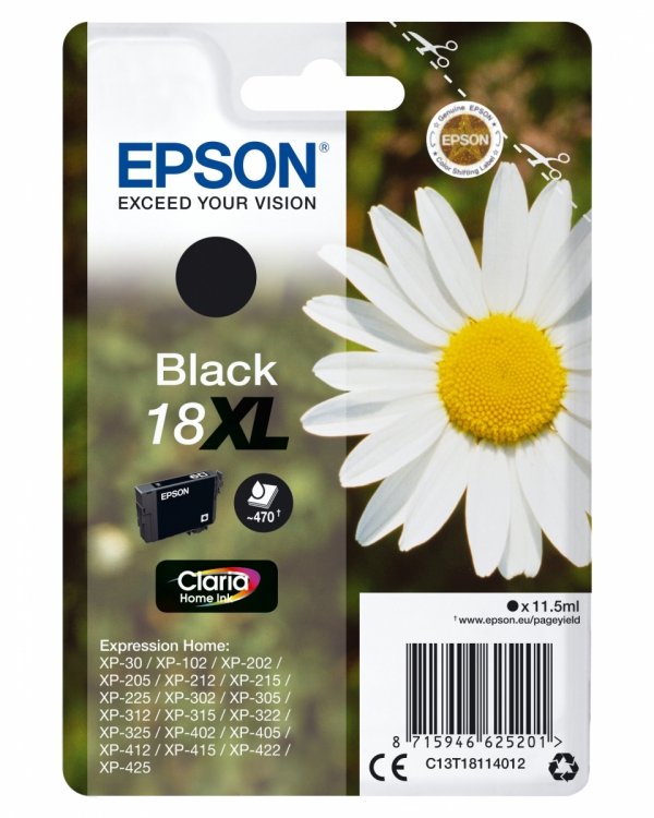 Tusz EPSON C13T18114012, T181140, 18XL, black, 11,5ml, Epson Expression Home XP-102, XP-402, XP-405, XP-302