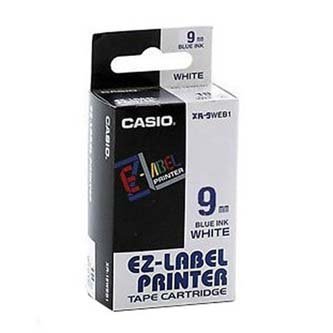 Casio oryginalna taśma do drukarek etykiet. Casio. XR-9WEB1. niebieski druk/biały podkład. nielaminowany. 8m. 9mm XR-9WEB1