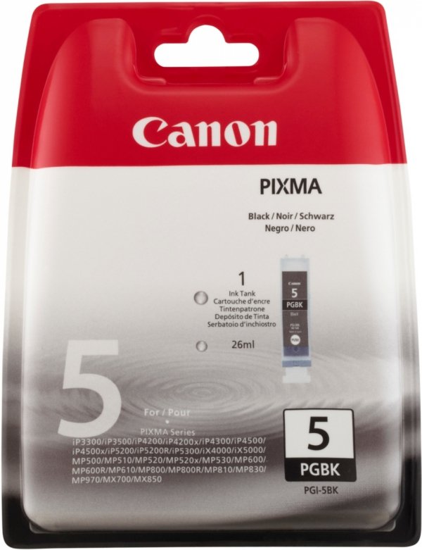Tusz Canon PGI5BK. black. 360s. 26ml. 0628B029. 0628B006. blistr z ochroną. Canon iP4200. 5200. 5200R. MP500. 800 0628B029