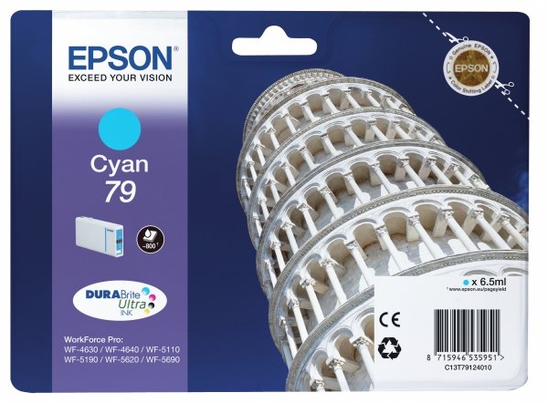 Tusz EPSON C13T79124010. 79. L. cyan. 800s. 7ml. 1szt. Epson WorkForce Pro WF-5620DWF. WF-5110DW. WF-5690DWF C13T79124010