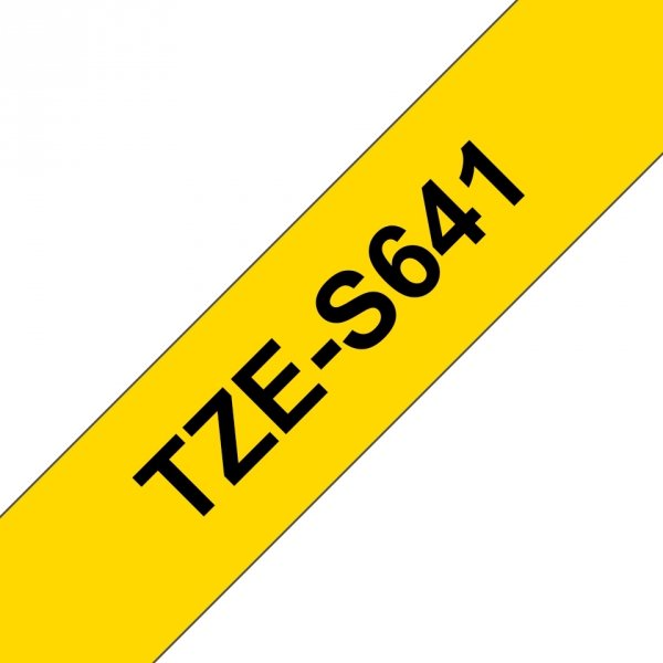 Taśma Brother TZE-S641, czarny druk/żółty podkład, laminowane, 8m, 18mm, mocny klej