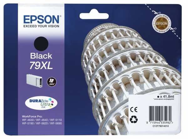 Tusz EPSON C13T79014010. 79XL. XL. black. 2600s. 42ml. 1szt. Epson WorkForce Pro WF-5620DWF. WF-5110DW. WF-5690DWF C13T79014010