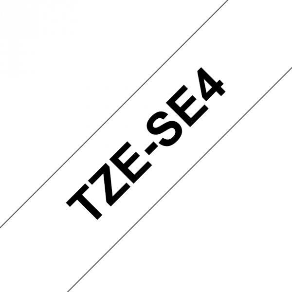 Taśma Brother TZE-SE4, czarny druk/biały podkład, laminowane, 8m, 18mm, uzupełniacz