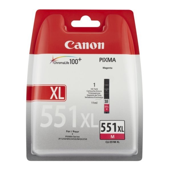 Canon oryginalny wkład atramentowy / tusz CLI551M XL. magenta. 11ml. 6445B004. high capacity. blistr. Canon PIXMA iP7250. MG5450. MG6350 6445B004