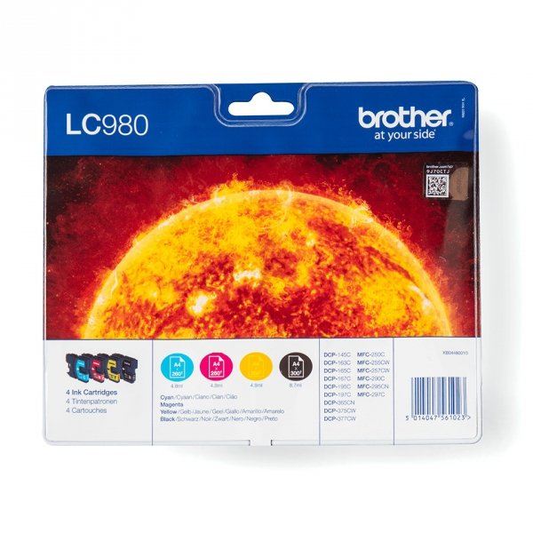 Tusz Brother LC-980VALBP. CMYK. 300s. Brother DCP-145C. 165C LC980VALBP