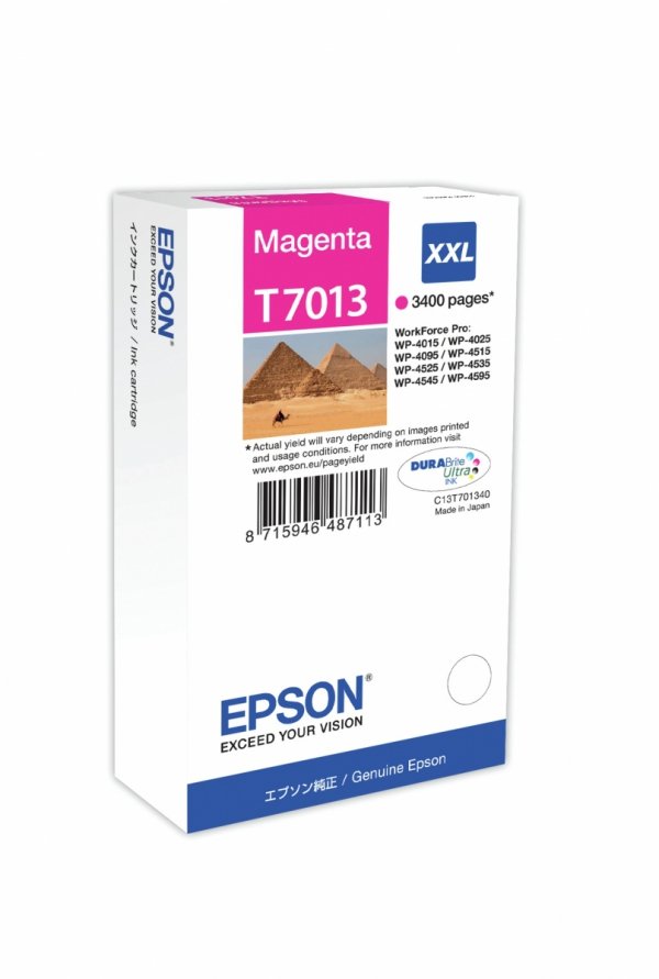 Tusz EPSON C13T70134010. XXL. magenta. 3400s. Epson WorkForce Pro WP4000. 4500 series C13T70134010