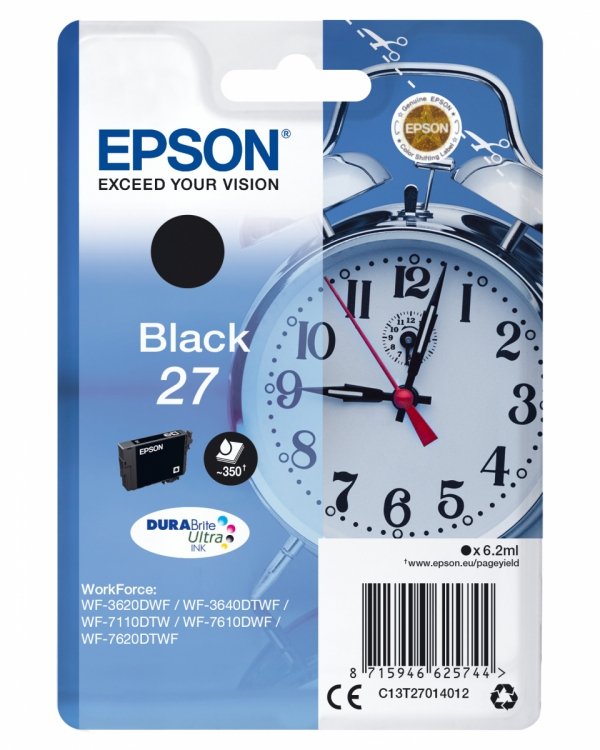 Tusz EPSON C13T27014012, 27, black, 6,2ml, Epson WF-3620, 3640, 7110, 7610, 7620