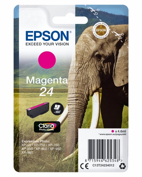 Tusz EPSON C13T24234012, T2423, magenta, 4,6ml, Epson