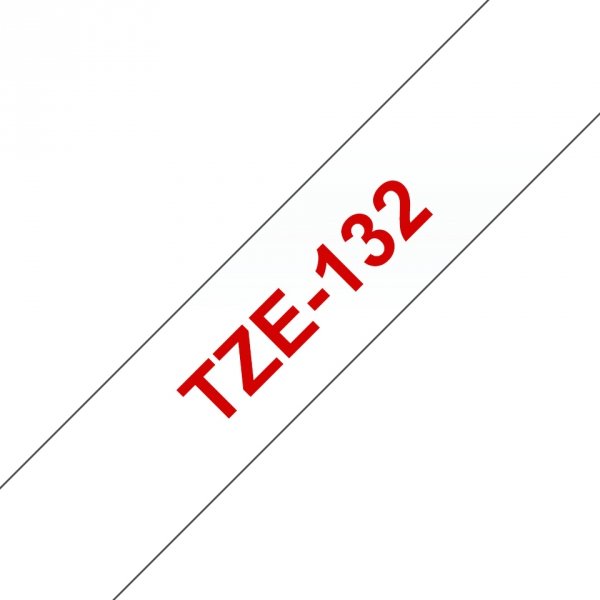 Taśma Brother TZE-132. czerwony druk/przezroczysty podkład. laminowane. 8m. 12mm TZE132