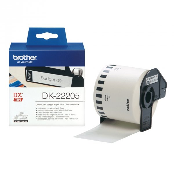 Taśma laminowana Brother DK22205 White 62 mm