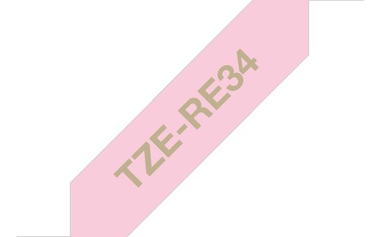 Taśma Brother TZE-RE34, złoty druk/różowy podkład, 4m, 12mm, pruhovanĂˇ TZERE34