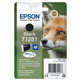 EOL - wycofany z oferty - Tusz EPSON  C13T12814022, T1281, black, 5,9ml, Epson Stylus S22, SX125, 420W, 425W, Stylus Office BX305 C13T12814022