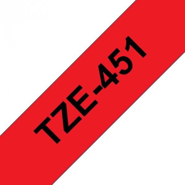 Taśma Brother TZE-451, czarny druk/czerwony podkład, laminowane, 8m, 24mm