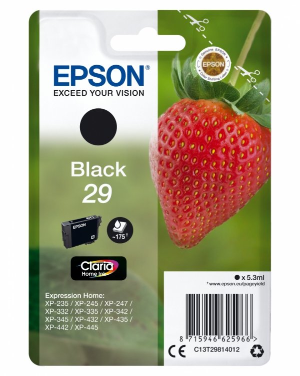 Tusz EPSON C13T29814012, T29, black, 5,3ml, Epson Expression Home XP-235,XP-332,XP-335,XP-432,XP-435