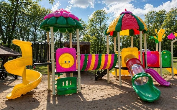 Duży zestaw zabawowy dla dzieci 3–14 lat – plac zabaw z tunelami, ślizgami i podestami