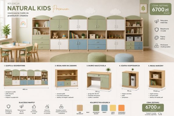 Przykładowe konfiguracje zestawów oraz elementów kolekcji Natural Kids Premium