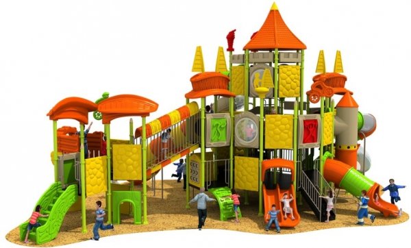 kolorowy plac zabaw do przedszkola i szkoły, trwała konstrukcja stalowa i HDPE