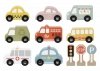 TOOKY TOY Zestaw Drewnianych Pojazdów i Znaków Drogowych w Pudełku