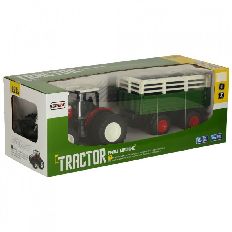 Traktor RC zdalnie sterowany ciągnik rolniczy z przyczepą pilot farma prezent 2,4G 3,7V 500mAh