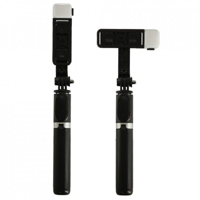 Kijek do selfie z pilotem Bluetooth statyw tripod lampka LED czarny