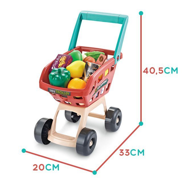 WOOPIE Sklep Supermarket z Wózkiem Sklepowym Waga Kasa Skaner + 48 Akc.