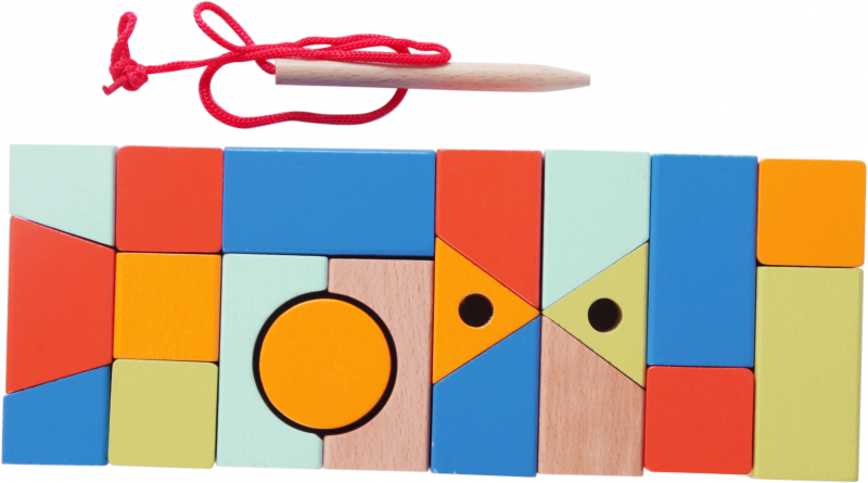 CLASSIC WORLD Drewniane Klocki do Nawlekania Figury Geometryczne 21 el.