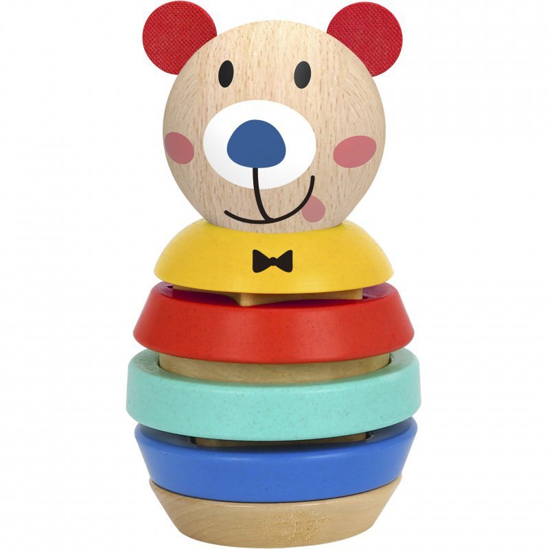 TOOKY TOY Drewniana Układanka Piramidka Kształty Miś 11 el.