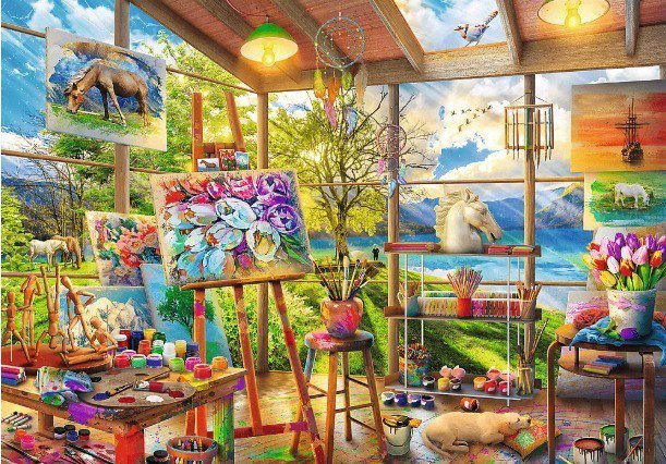 Trefl Puzzle 2x500 elementów Sztuka malowania Kotki