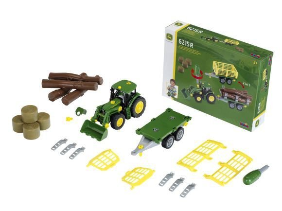 Klein Traktor John Deere do skręcania z 2 przyczepami