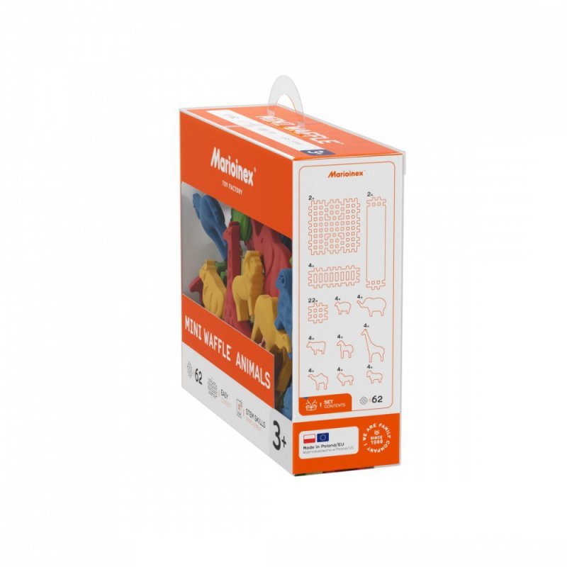 Marioinex Klocki Mini Waffle - Zwierzęta 62 elementy