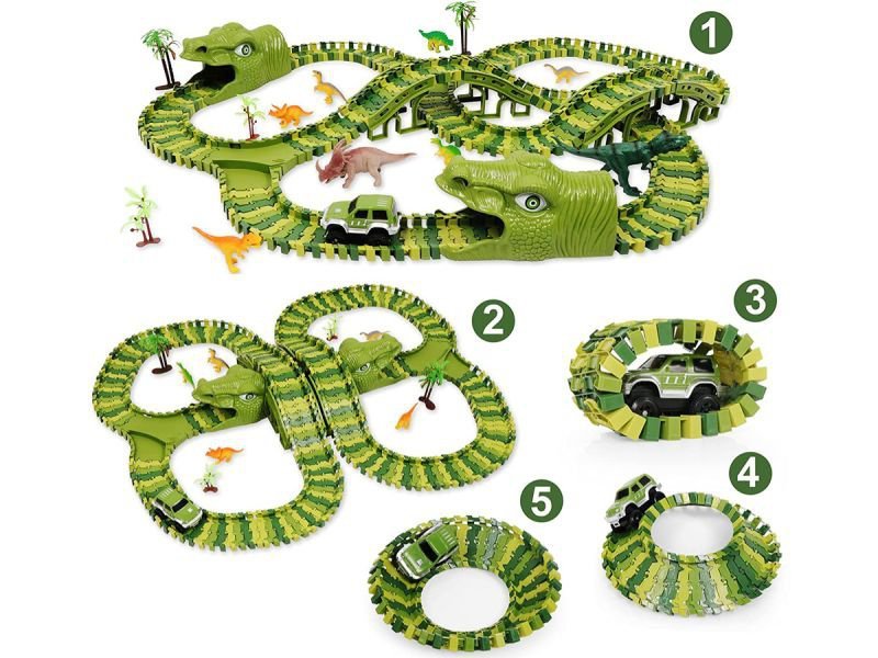 Duży Tor Samochodowy, Wyścigowy - Park Dinozaurów 270 El. ( 240 + 30 )