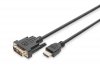 Digitus Kabel adapter HDMI Standard 1080p 60Hz FHD Typ HDMI A/DVI-D (18+1) M/M 3m Czarny