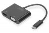 Digitus Adapter graficzny HDMI/ VGA 4K 30Hz UHD/ FHD na USB 3.1 Typ C, z audio, aluminiowy Czarny