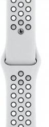 Apple Zegarek Nike SE GPS, 44mm koperta z aluminium w kolorze srebrnym z paskiem sportowym  czysta platyna/czarny Nike - Regular