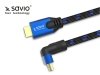 Elmak Kabel HDMI-HDMI v2.1, 3m, 8K, kątowy, OFC, Miedź, Złote końcówki, Ethernet/3D CL-148 SAVIO Niebiesko-czarny